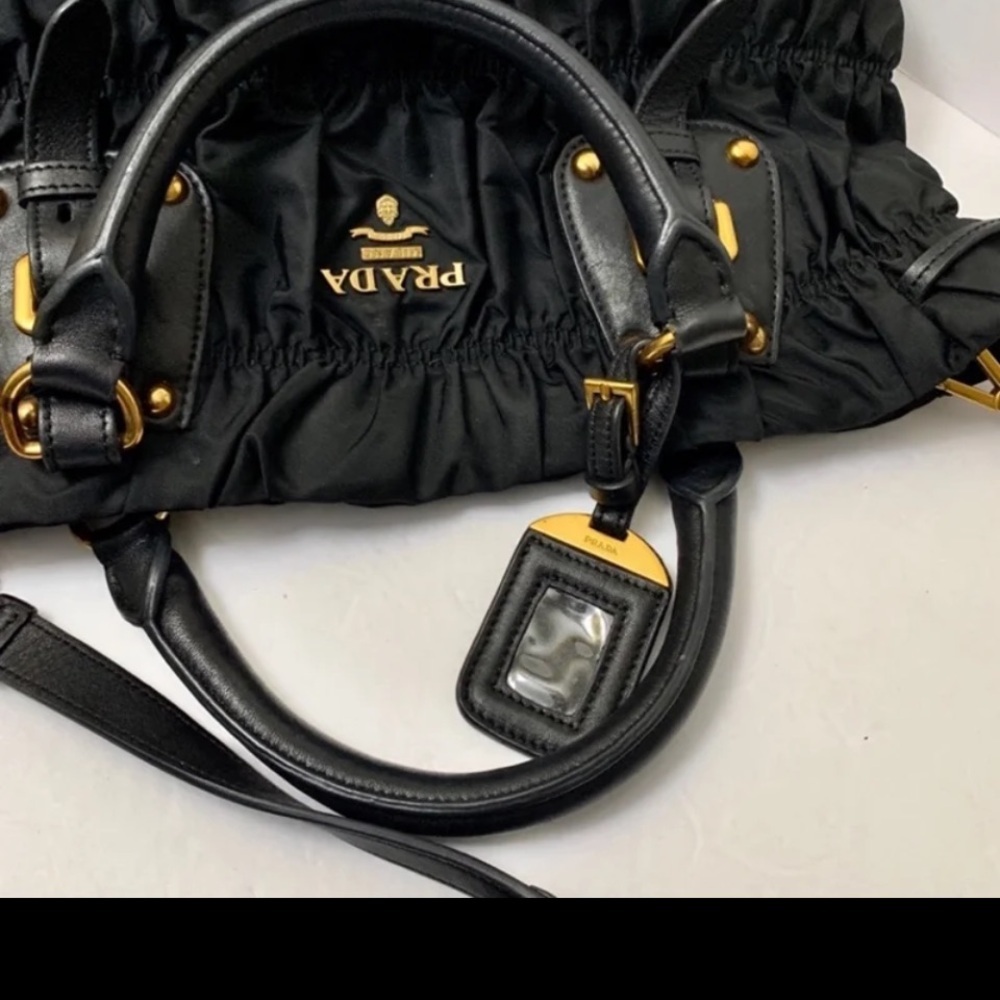 Prada-Authentic! Ruched Nappa Gaufre Nylon and Leather Bag! Offers always!